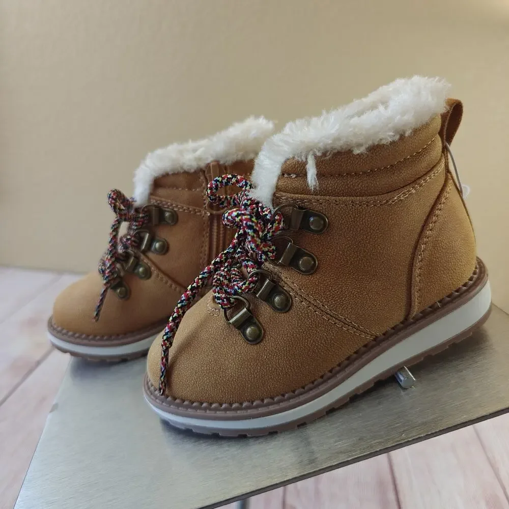 Cat & Jack Toddlers' Reed Zipper Slip-On Combat Boots Cognac sz 7 NWT